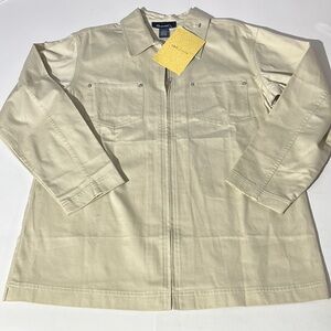 Denim & Co mens barn coat jacket lightweight tan cream medium NEW! 100% cotton